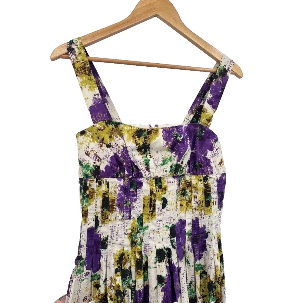 Suzi Chin Maggy Boutique Floral Sundress Size 6 Pleated Cottage Garden Party - Picture 4 of 7